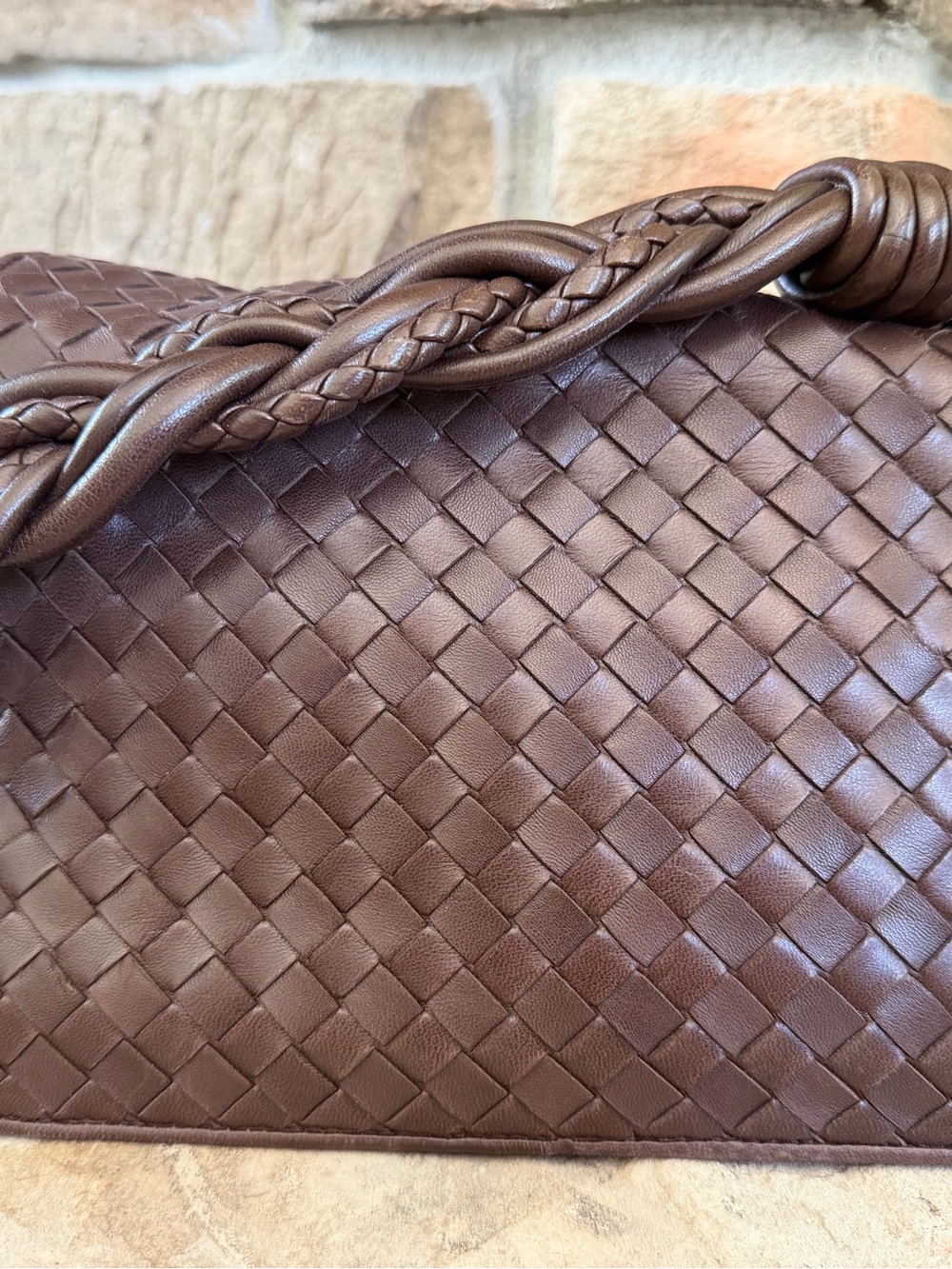 Bottega Intrecciato Double Flap Shoulder Bag - Picture 2 of 6